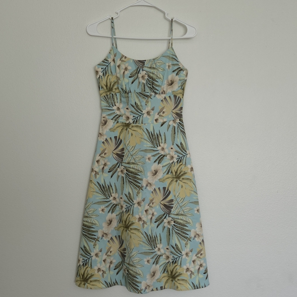 Windsor Seafoam Tropical Midi Dress with Spaghetti Straps Size 5 USA Made